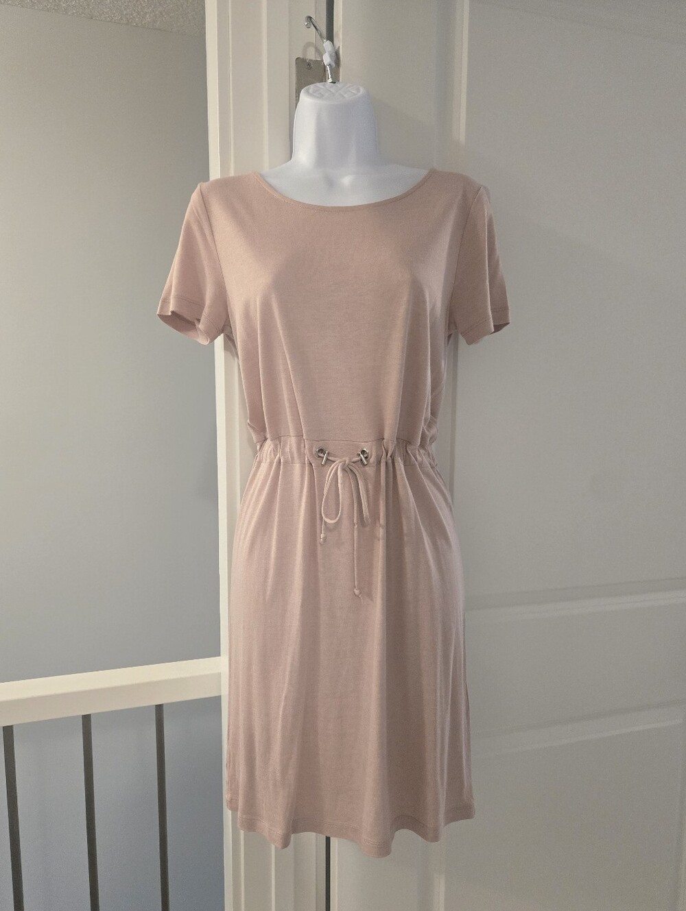 H&M Blush Pink Drawstring Waist T-Shirt Casual Dress